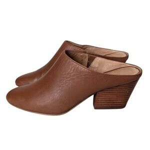 Halogen Leather Block Heel Mules Women 7 Classic Minimalist Capsule Preppy Shoes